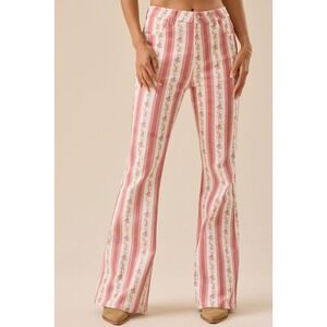 Altar State Womens XXS Flared Pants Floral‎ Stripe High Rise